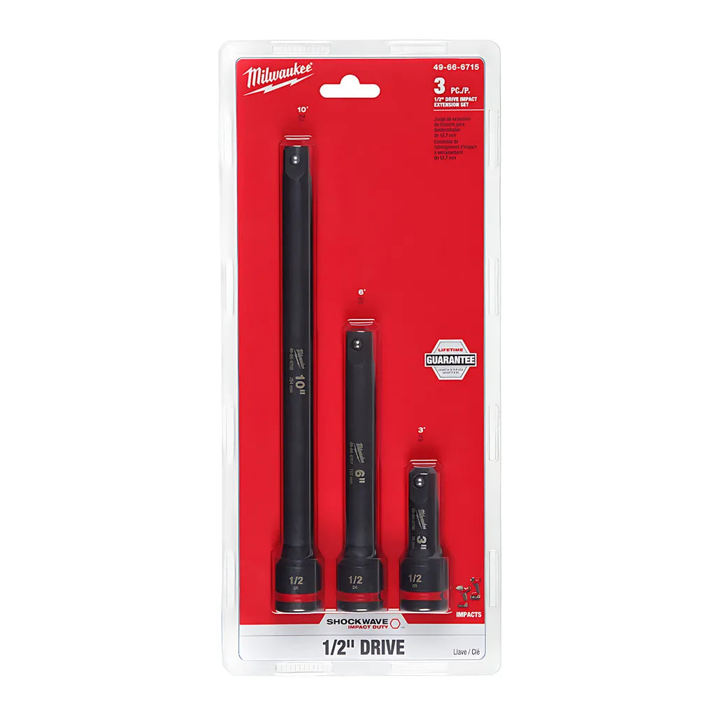 4Pc Shockwave Impact Duty 1/2" Drive Extension Set-Milwaukee-49-66-6715-6197