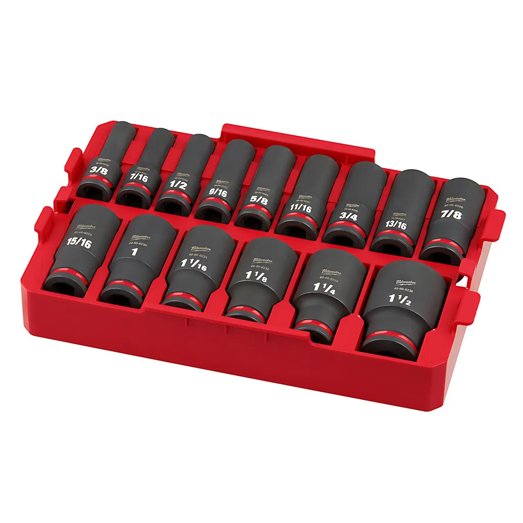 Shockwave Impact Duty Socket 1/2 Dr 15Pc Sae Tray Set-Milwaukee-49-66-6817-11648