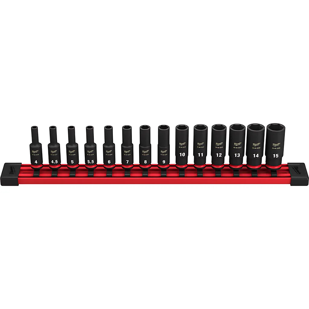 14Pc Shockwave Impact Duty Metric Deep 6 Point Socket Set-Milwaukee-49-66-7003-4759