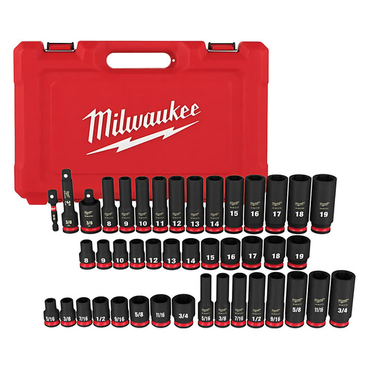 43Pc Shockwave Impact Duty 3/8" Drive Sae & Metric Deep 6 Point Socket Set-Milwaukee-49-66-7009-6137