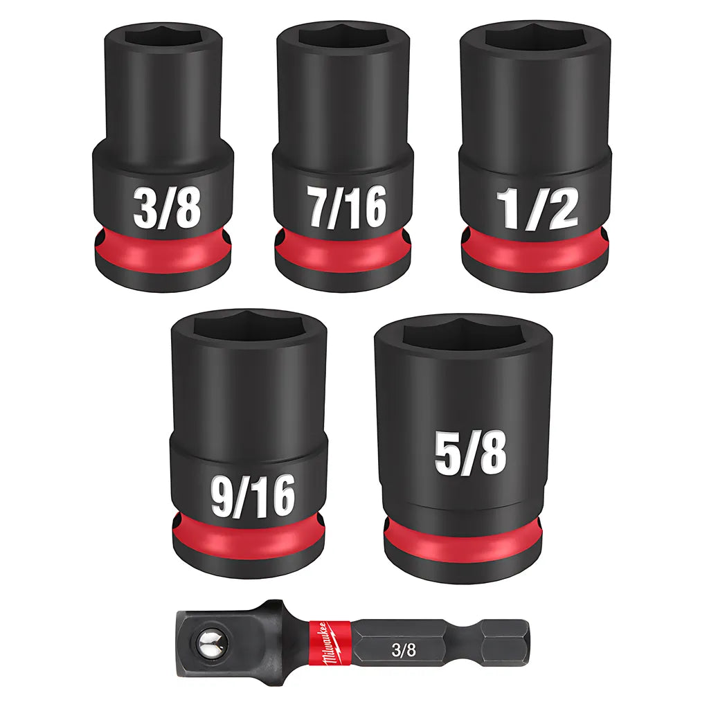 6Pc Shockwave Impact Duty 3/8" Drive Sae Standard Socket Set-Milwaukee-49-66-7035-6659