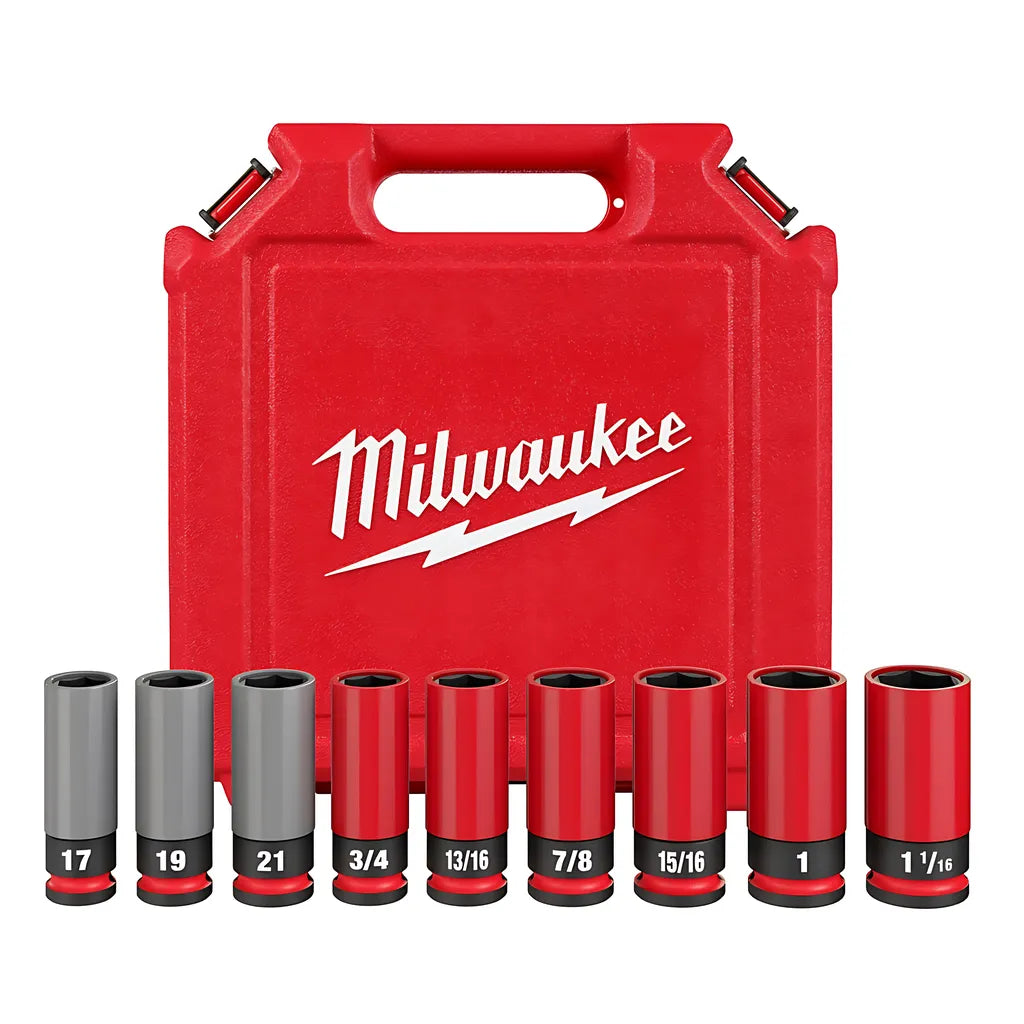 Shockwave Impact Duty 1/2 Drive Sae & Metric 9Pc Lug Nut Wheel Socket Set-Milwaukee-49-66-7832-10931