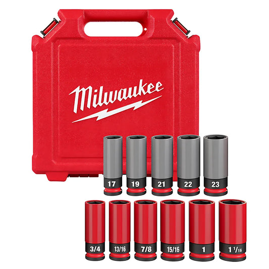 Shockwave Impact Duty 1/2 Drive Sae & Metric 11Pc Lug Nut Wheel Socket Set-Milwaukee-49-66-7833-10927