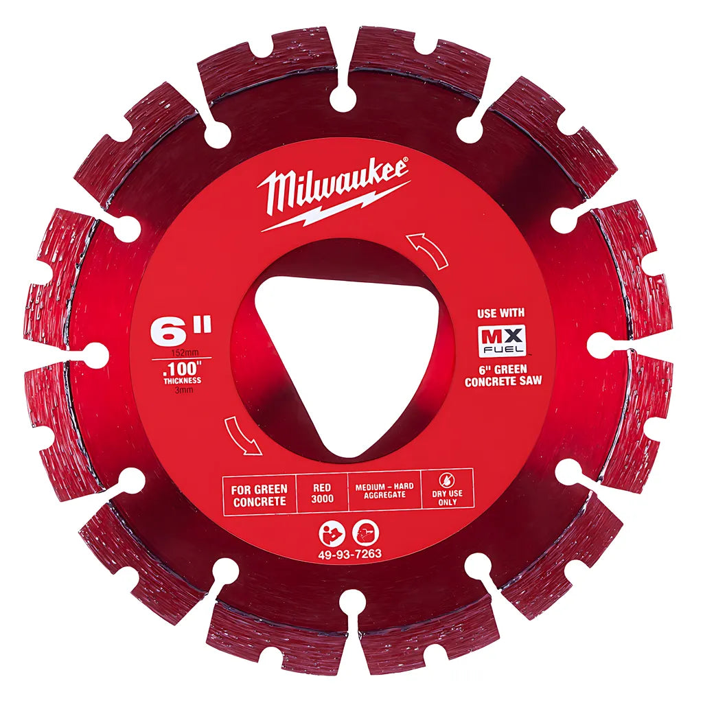 Red 6 X .100 Diamond Blade For Green Concrete-Milwaukee-49-93-7263-10404