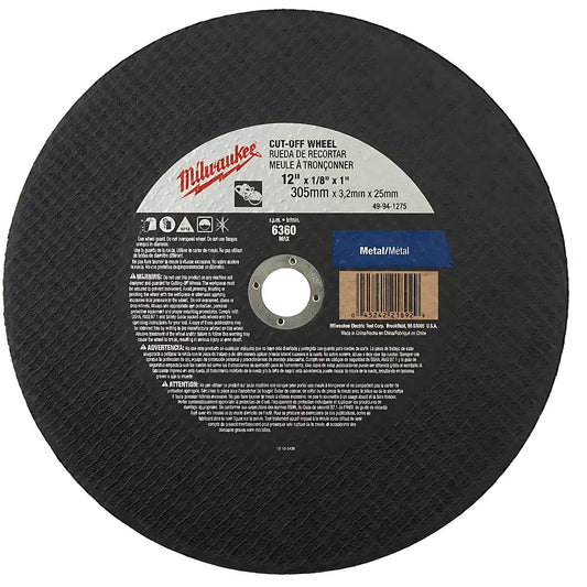 12 In. X 1/8 In. X 1 In. Cut-Off Wheel (Type 1)-Milwaukee-49-94-1275-4486