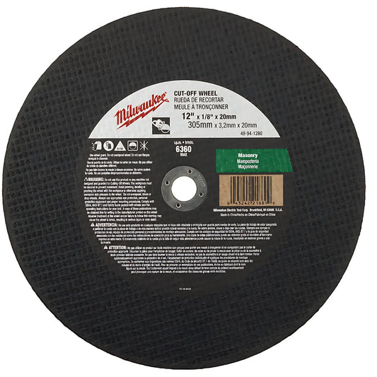 12 In. X 1/8 In. X 20 Mm Cut-Off Wheel (Type 1)-Milwaukee-49-94-1280-4487