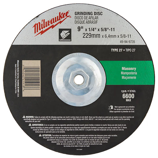 Grinding Disc 9 X 1/4 X 5/8 - 11 In.-Milwaukee-49-94-9025-8262