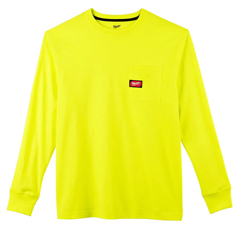 Heavy Duty Pocket T-Shirt - Long Sleeve - Hi Vis S-Milwaukee-602HV-S-8334