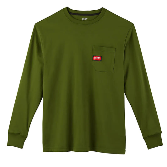 Heavy Duty Pocket T-Shirt - Long Sleeve - Green S-Milwaukee-602OG-S-8331