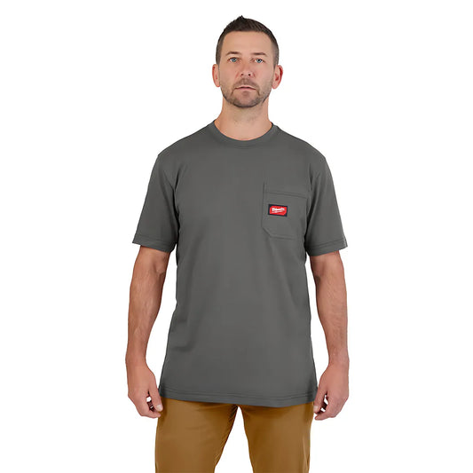 Gridiron Pocket T-Shirt - Short Sleeve Gray 2X-Milwaukee-605G-2X-8236