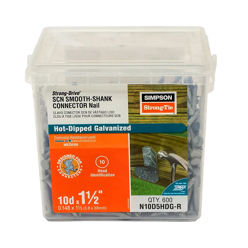 Strong-Drive® Scn Smooth-Shank Connector Nail - 1-1/2 In. X 0.148 In. Hdg (600-Qty) (Pack Of 4)-N10D5HDG-R-SP7693-8204