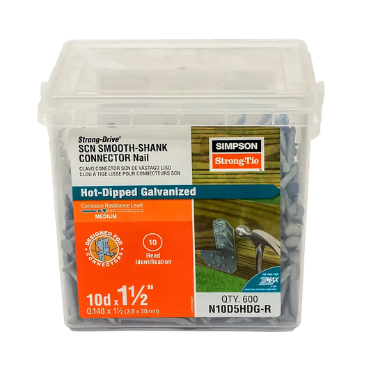 Strong-Drive® Scn Smooth-Shank Connector Nail - 1-1/2 In. X 0.148 In. Hdg (600-Qty) (Pack Of 4)-N10D5HDG-R-SP7693-8204