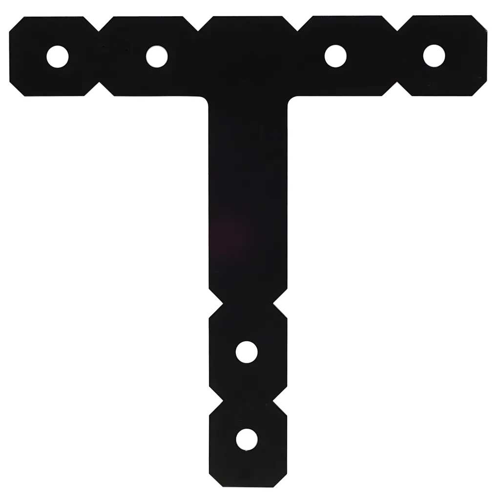 Ot 12 In. X 12 In. Black Powder-Coated Ornamental T Strap-OT-SP1437-1614