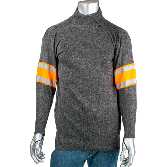 WPP P145SP-3CM-HV2-TL-XS ATA Blended Cut Resistant Pullover with Hi-Vis / Reflective Taped Sleeves and Thumb Loops