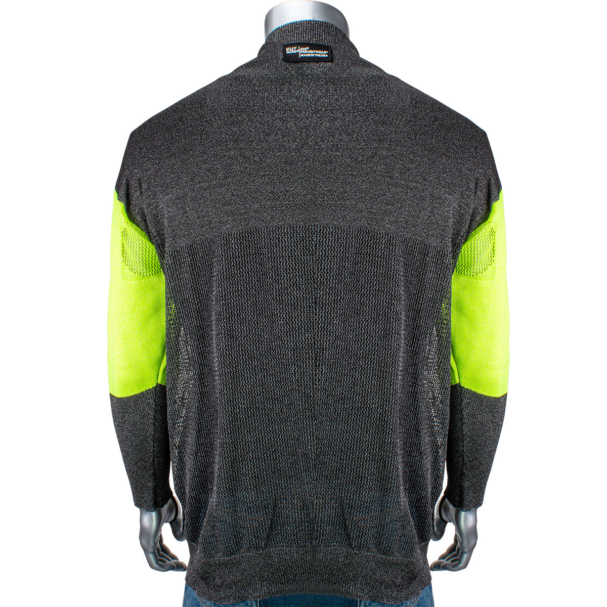 Kut Gard P190BP-PP1-TL-S ATA Blended Cut Resistant Pullover with Removable Belly Patch, Hi-Vis Sleeves and Thumb Loops