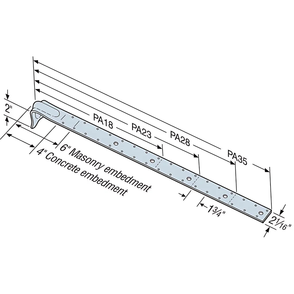 Pa 23-3/4 In. 12-Gauge Hot-Dip Galvanized Purlin Anchor-PA23HDG-SP8069-8602