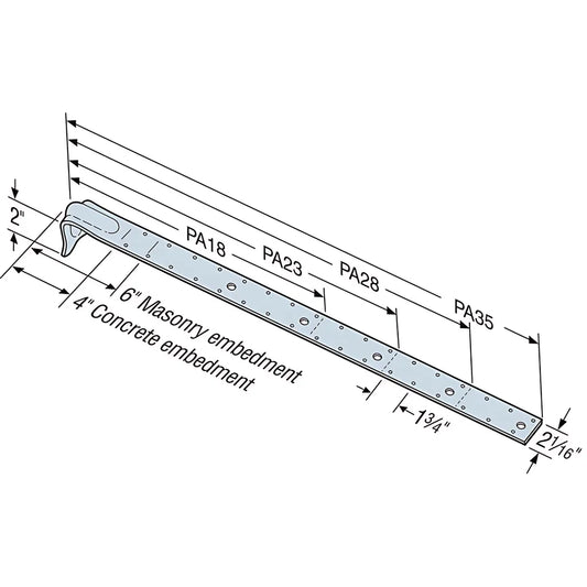 Pa 23-3/4 In. 12-Gauge Hot-Dip Galvanized Purlin Anchor-PA23HDG-SP8069-8602