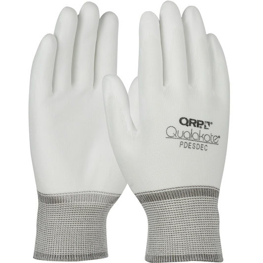 QRP PDESDECM Seamless Knit Nylon Glove with Polyurethane Coated Microfoam Grip on Palm & Fingertips
