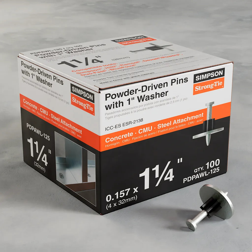 Pdpawl .157-In. X 1-1/4-In. Powder-Actuated Pin W/ 1-In. Washer (100-Qty) (Pack Of 1000)-PDPAWL-125-SP7935-8458