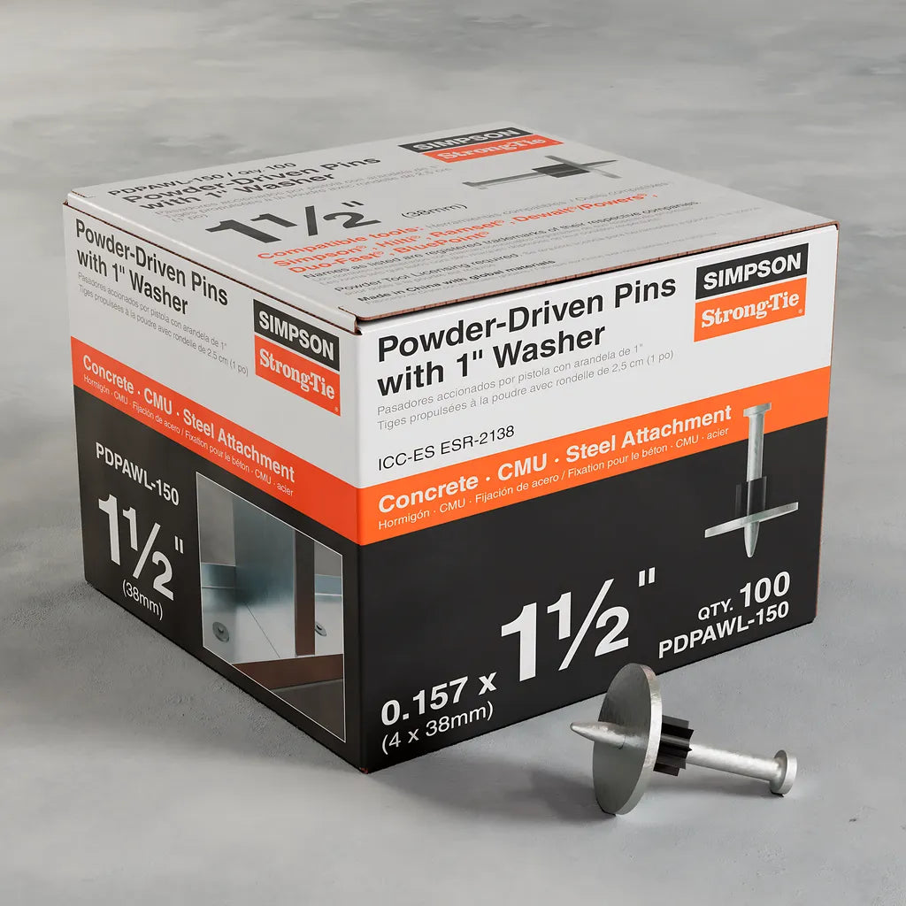 Pdpawl .157-In. X 1-1/2-In. Powder-Actuated Pin W/ 1-In. Washer (100-Qty)-PDPAWL-150-SP2536-2777