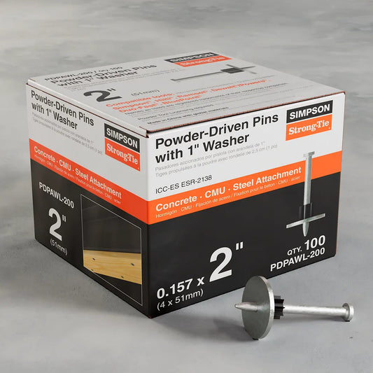 Pdpawl .157-In. X 2-In. Powder-Actuated Pin W/ 1-In. Washer (100-Qty) (Pack Of 1000)-PDPAWL-200-SP2177-2398