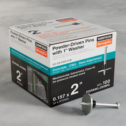 Pdpawl .157 In. X 2 In. Mechanically Galvanized Powder-Actuated Pin W/ 1 In. Washer (100-Qty)-PDPAWL-200MG-SP2988-3255