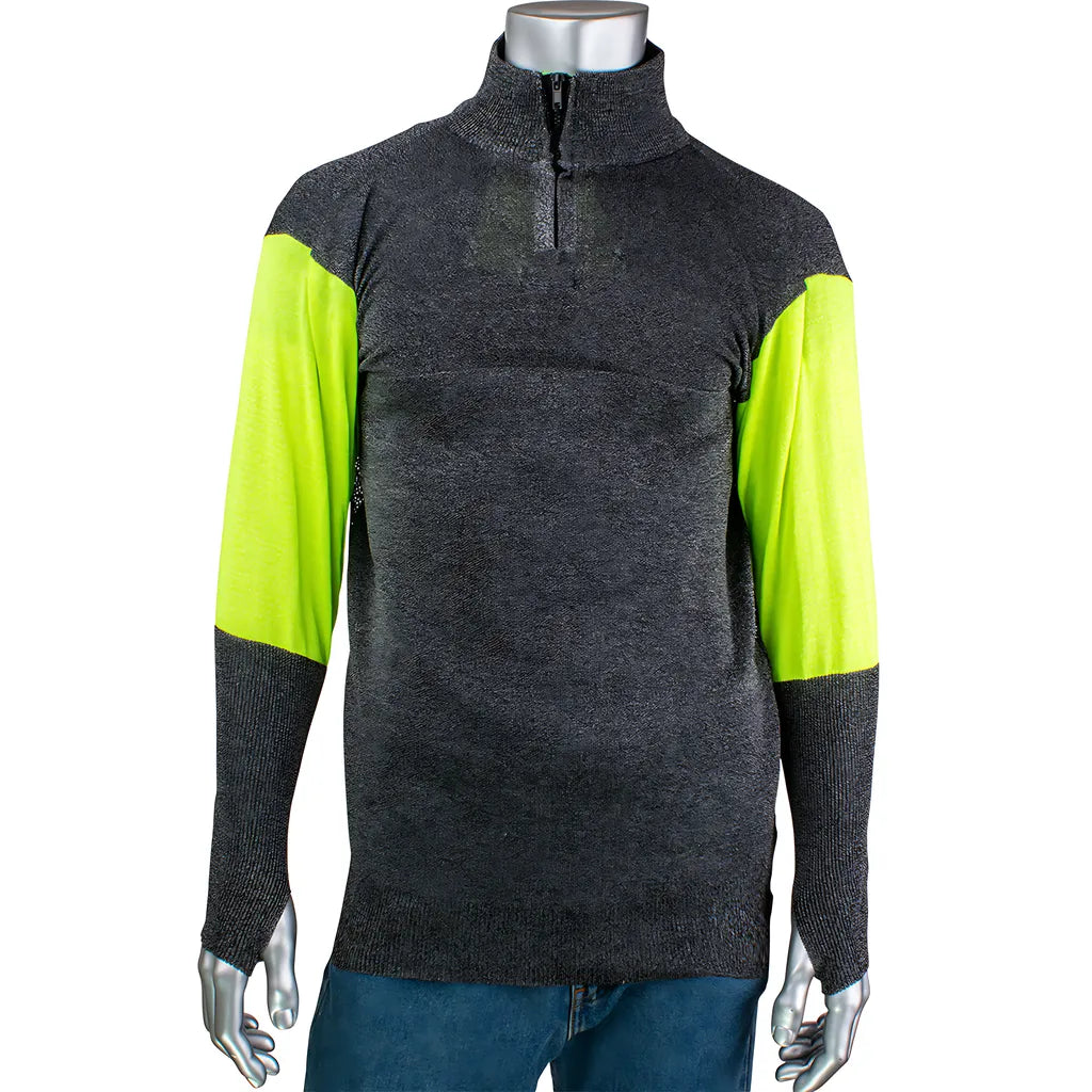 Pip Pjg145-3Cm-Hvb-Th-2Xl Ata Blended Cut Resistant 1/4 Zip Pullover With Hi-Vis Sleeves And Thumb Holes PJG145-3CM-HVB-TH-2XL-24452