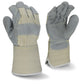 Radians RWG3400W Side Split Gray Cowhide Leather Double Palm Glove with Gauntlet Cuff