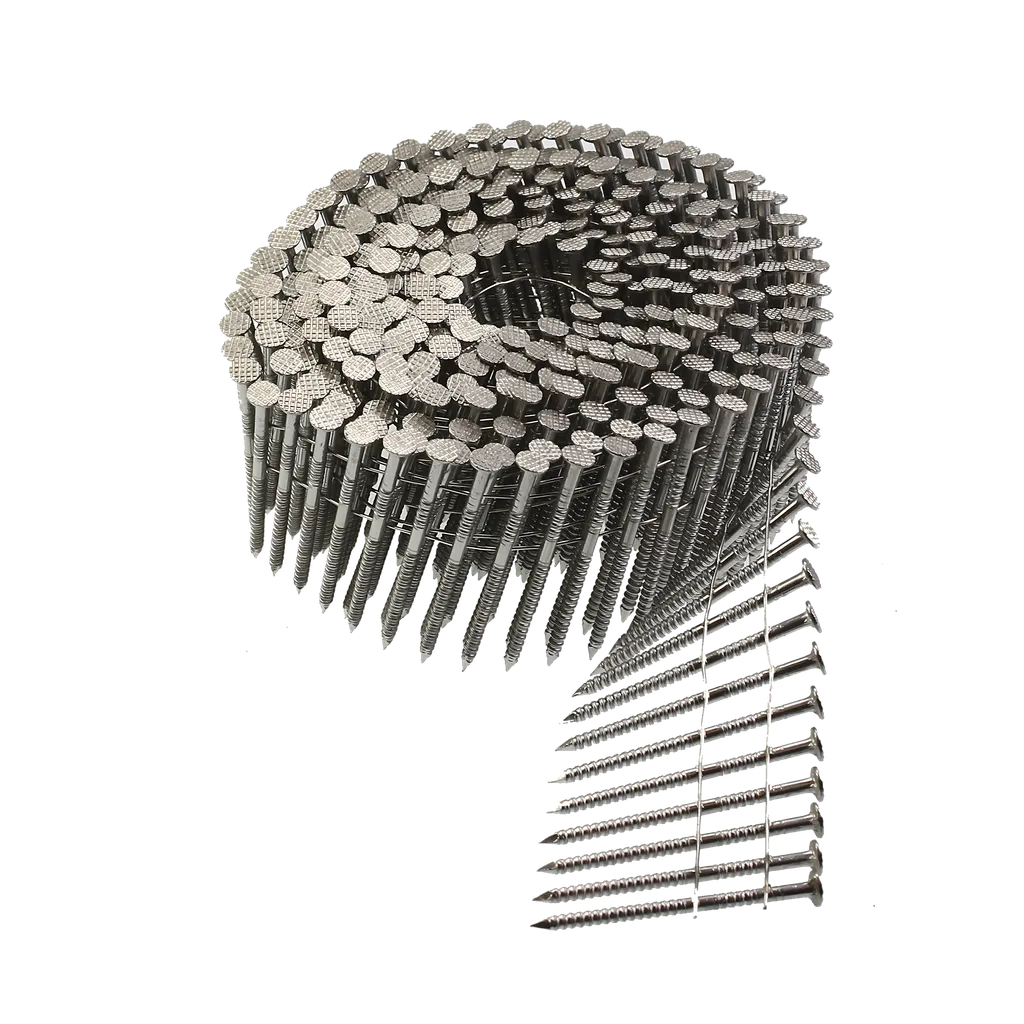 15° Wire Coil, Full Round Head, Ring-Shank Siding Nail - 1-3/4 In. Type 304 (1200-Qty) (Pack Of 4)-S13A175SNBP-SP6400-6845