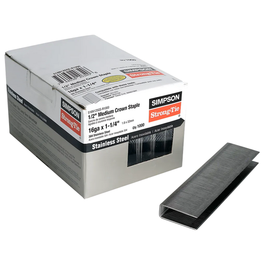 1/2-In. Crown, 16-Gauge Staples - 1-1/4 In. Type 304 Stainless Steel (1000-Qty)-S16N125GS-R1000-SP8137-8671