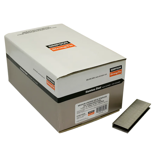 1/2-In. Crown, 16-Gauge Staples - 1-1/2 In. Type 304 Stainless Steel (10,000-Qty)-S16N150GS-SP2201-2420