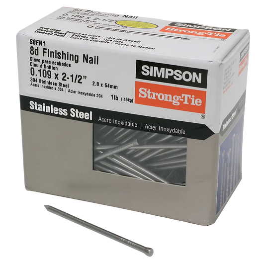 Finishing Nail - 2-1/2 In. X .113 In. Type 304 Stainless Steel (1 Lb.) (Pack Of 10)-S8FN1-SP5427-5823