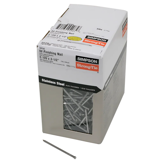 Finishing Nail - 2-1/2 In. X .113 In. Type 304 Stainless Steel (5 Lb.) (Pack Of 6)-S8FN5-SP1625-1813
