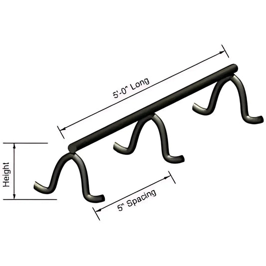METAL REBAR 2" UPPER LIFT SUPPORT SLAB BOLSTER w/ PLASTIC TIP - 100 FEET IN A BUNDLE