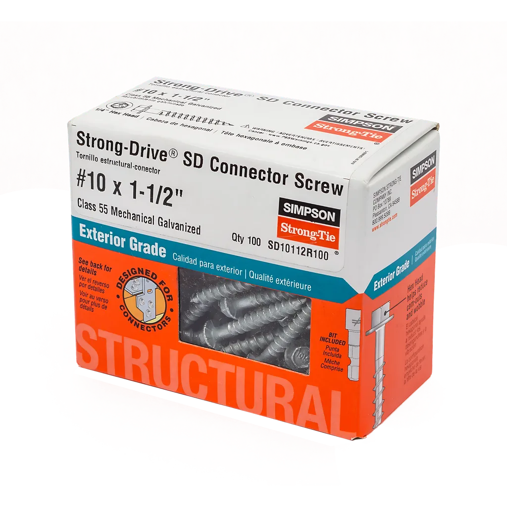 Strong-Drive® Sd Connector Screw - #10 X 1-1/2 In. 1/4-Hex Drive, Mech. Galv. (100-Qty)-SD10112R100-SP1954-2160