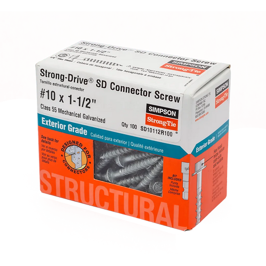 Strong-Drive® Sd Connector Screw - #10 X 1-1/2 In. 1/4-Hex Drive, Mech. Galv. (100-Qty)-SD10112R100-SP1954-2160