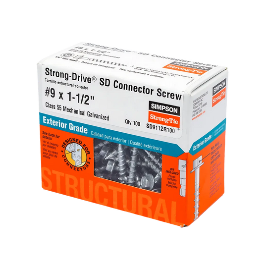 Strong-Drive® Sd Connector Screw - #9 X 1-1/2 In. 1/4-Hex Drive, Mech. Galv. (100-Qty) (Pack Of 10)-SD9112R100-SP7911-8434