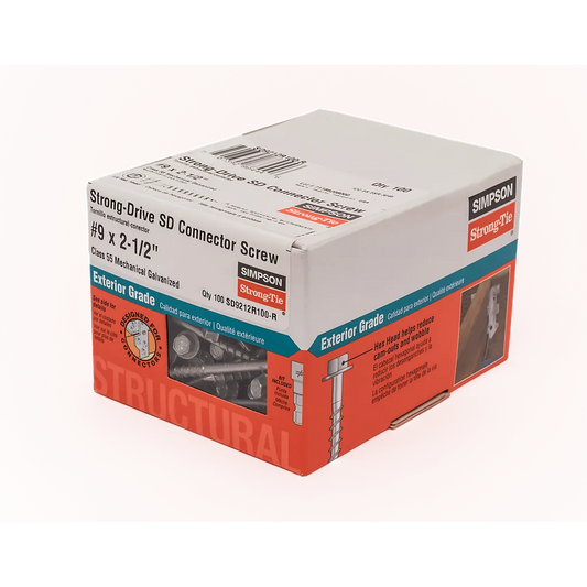Strong-Drive® Sd Connector Screw - #9 X 2-1/2 In. 1/4-Hex Drive, Mech. Galv. (100-Qty) (Pack Of 4)-SD9212R100-R-SP7446-7948