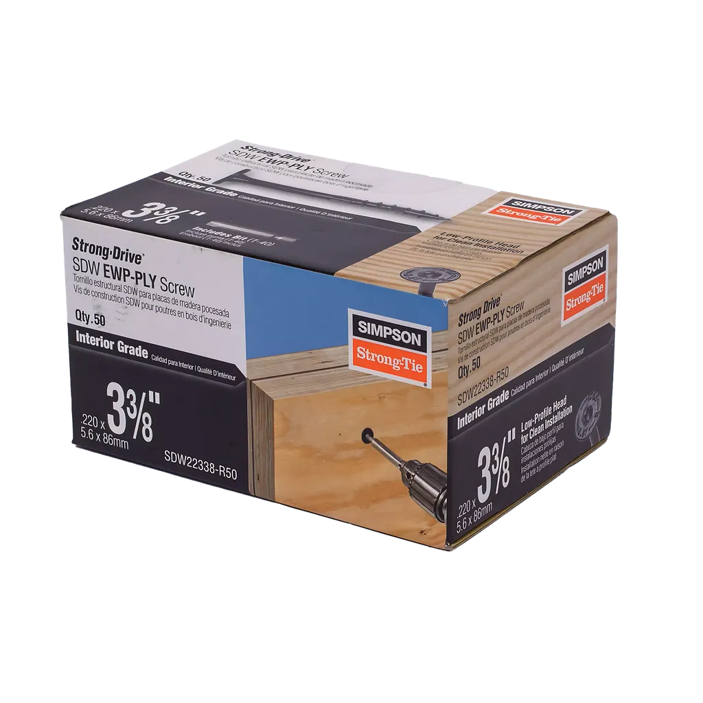 Strong-Drive® Sdw Ewp-Ply Screw - .220 In. X 3-3/8 In. T40 6-Lobe, E-Coat® (50-Qty)-SDW22338-R50-SP7366-7865