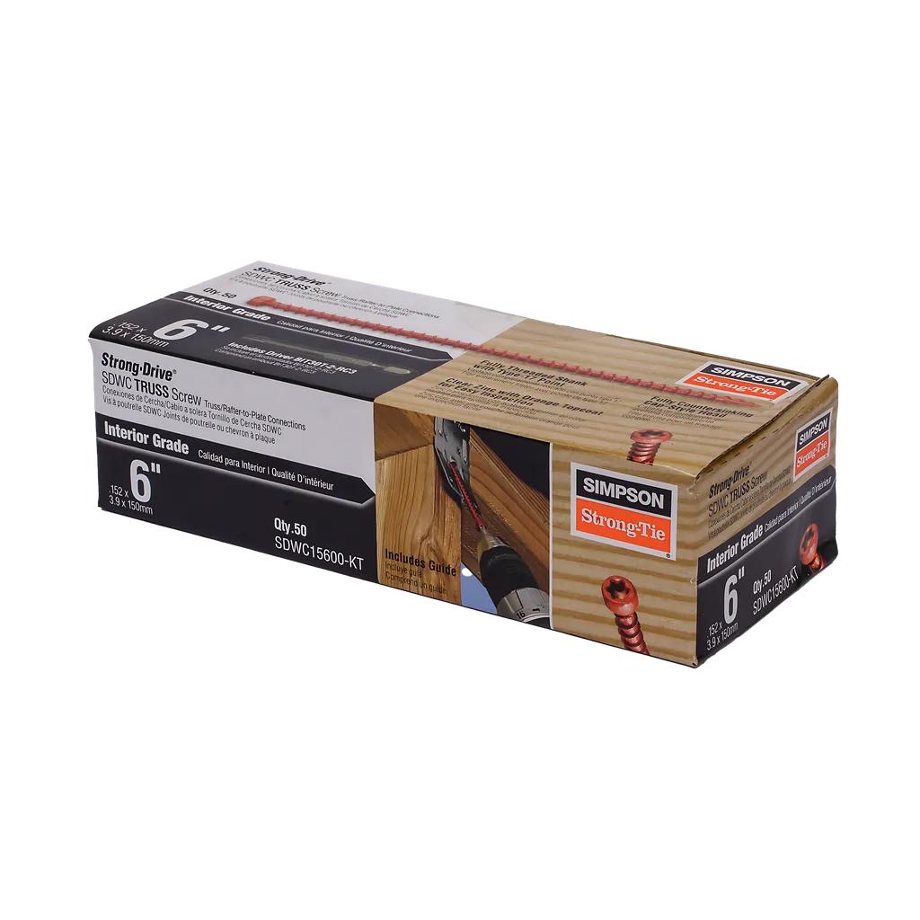 Strong-Drive® Sdwc Truss Screw - .152 In. X 6 In. T30 Clear-Zinc Coat, Orange (50-Qty)-SDWC15600-KT-SP5023-5393