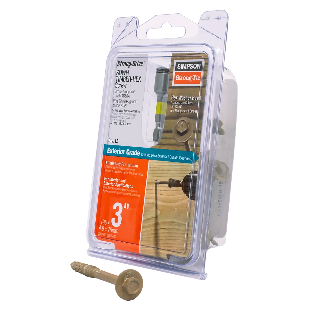Strong-Drive® Sdwh Timber-Hex Screw - 0.195 In. X 3 In. 5/16 Hex, Db Coating, Tan (12-Qty)-SDWH19300DB-R12-SP8398-8950