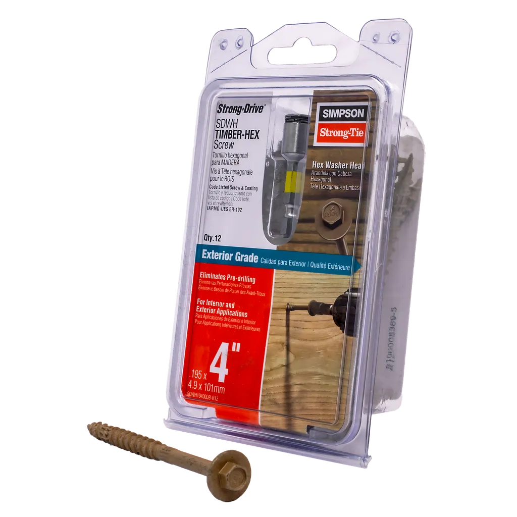 Strong-Drive® Sdwh Timber-Hex Screw - 0.195 In. X 4 In. 5/16 Hex, Db Coating, Tan (12-Qty)-SDWH19400DB-R12-SP7615-8123