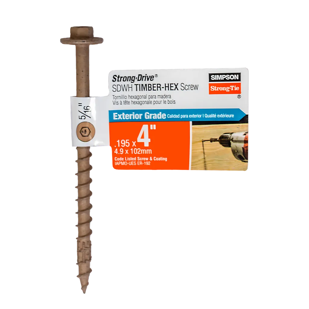 Strong-Drive® Sdwh Timber-Hex Screw - 0.195 In. X 4 In. 5/16 Hex, Db Coating (Pack Of 40)-SDWH19400DB-RP1-SP920-1066