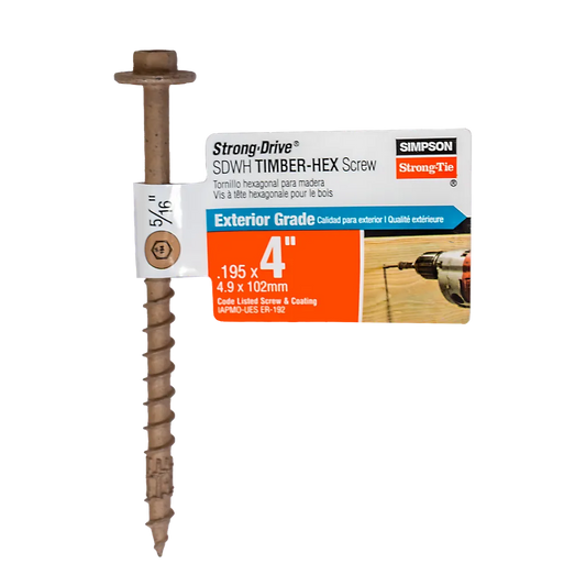 Strong-Drive® Sdwh Timber-Hex Screw - 0.195 In. X 4 In. 5/16 Hex, Db Coating (Pack Of 40)-SDWH19400DB-RP1-SP920-1066