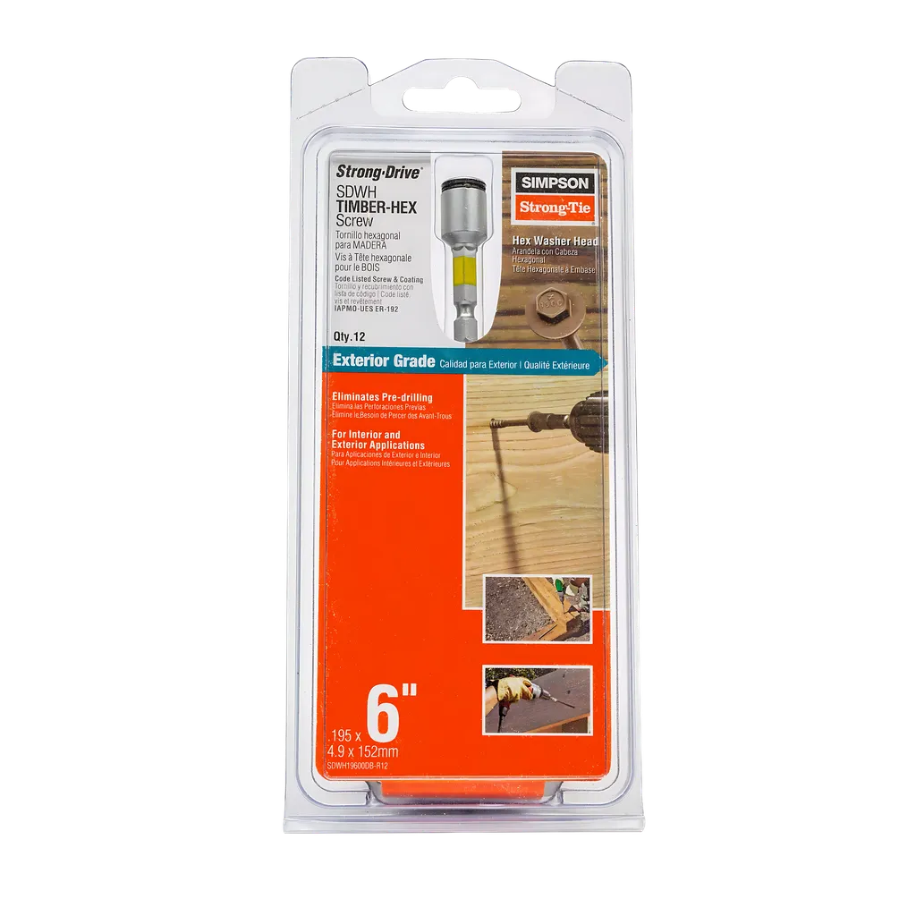 Strong-Drive® Sdwh Timber-Hex Screw - 0.195 In. X 6 In. 5/16 Hex, Db Coating, Tan (12-Qty) (Pack Of 5)-SDWH19600DB-R12-SP7545-8053