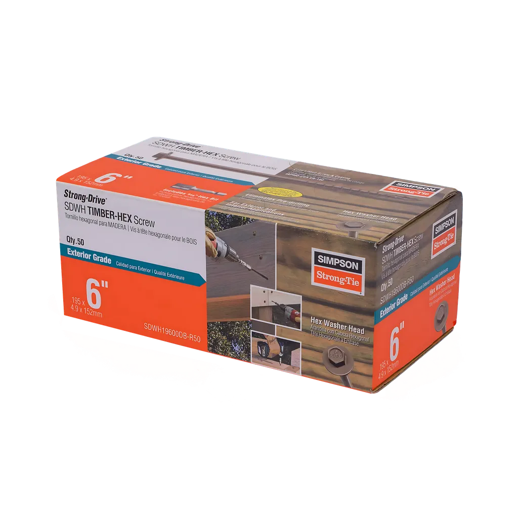Strong-Drive® Sdwh Timber-Hex Screw - 0.195 In. X 6 In. 5/16 Hex, Db Coating (50-Qty)-SDWH19600DB-R50-SP3399-3677