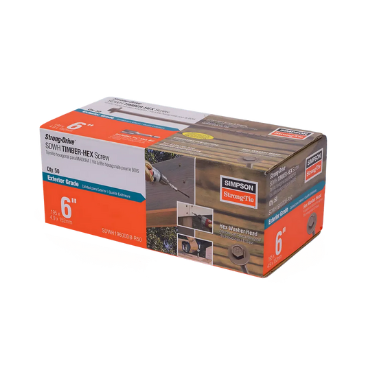 Strong-Drive® Sdwh Timber-Hex Screw - 0.195 In. X 6 In. 5/16 Hex, Db Coating (50-Qty) (Pack Of 6)-SDWH19600DB-R50-SP3902-4212