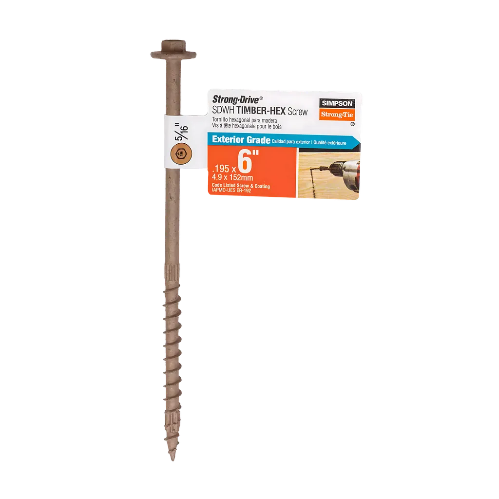 Strong-Drive® Sdwh Timber-Hex Screw - 0.195 In. X 6 In. 5/16 Hex, Db Coating (Pack Of 40)-SDWH19600DB-RP1-SP1270-1437