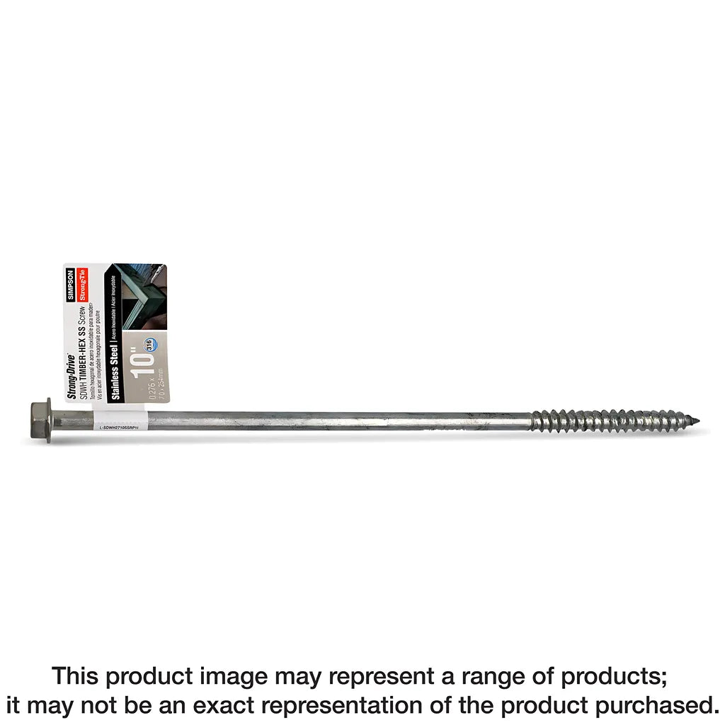 Strong-Drive® Sdwh Timber-Hex Ss Screw - 0.276 In. X 10 In. 1/2 Hex, Type 316 (25-Qty)-SDWH271000SS-R25-SP1693-1887
