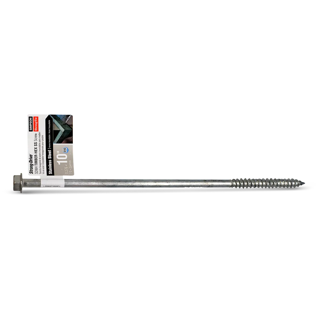 Strong-Drive® Sdwh Timber-Hex Ss Screw - 0.276 In. X 10 In. 1/2 Hex, Type 316 (Pack Of 25)-SDWH271000SS-RP1-SP1962-2168